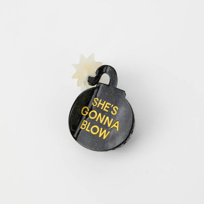 Chez Gagné - She's Gonna Blow - Bomb Acetate Hair Claw Clip, Funny Gift