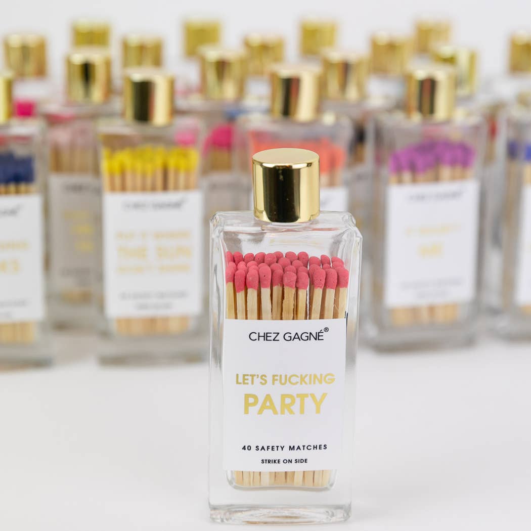 Chez Gagné - Let's Fucking Party - Glass Bottle Safety Matches - Coral