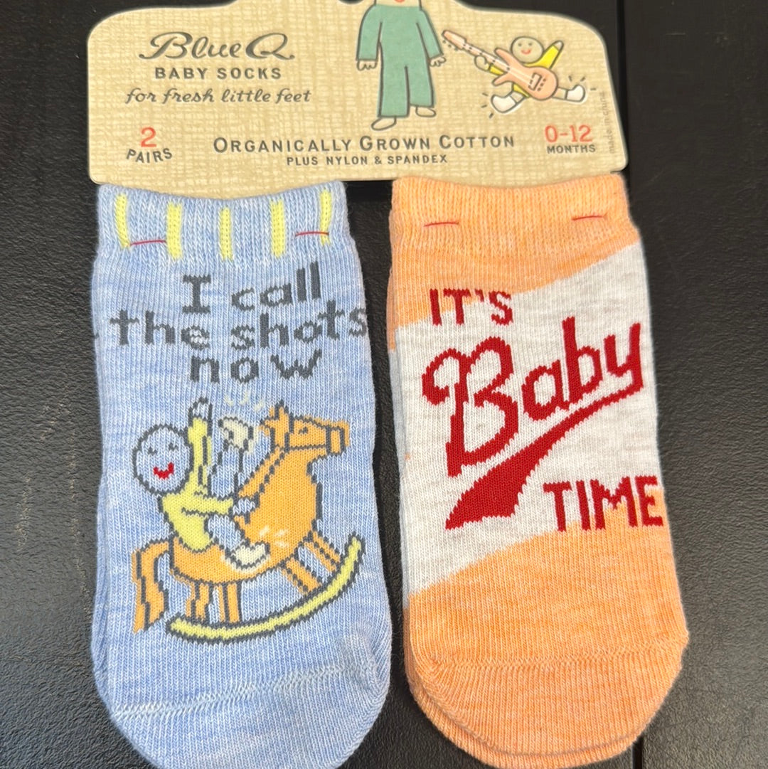 Blue q I call the shots baby socks