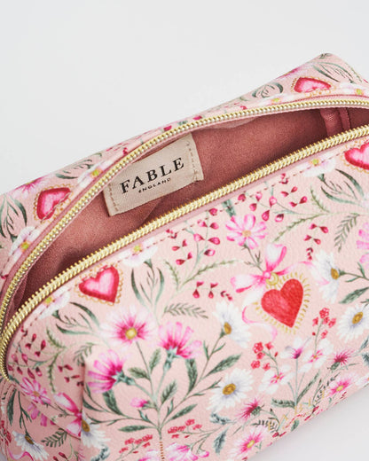 Fable England - Floral Heart Pink Pouch