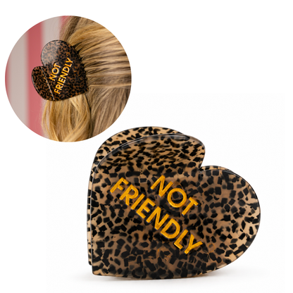 Chez Gagné - Not Friendly - Heart Acetate Hair Claw Clip, Funny Gift
