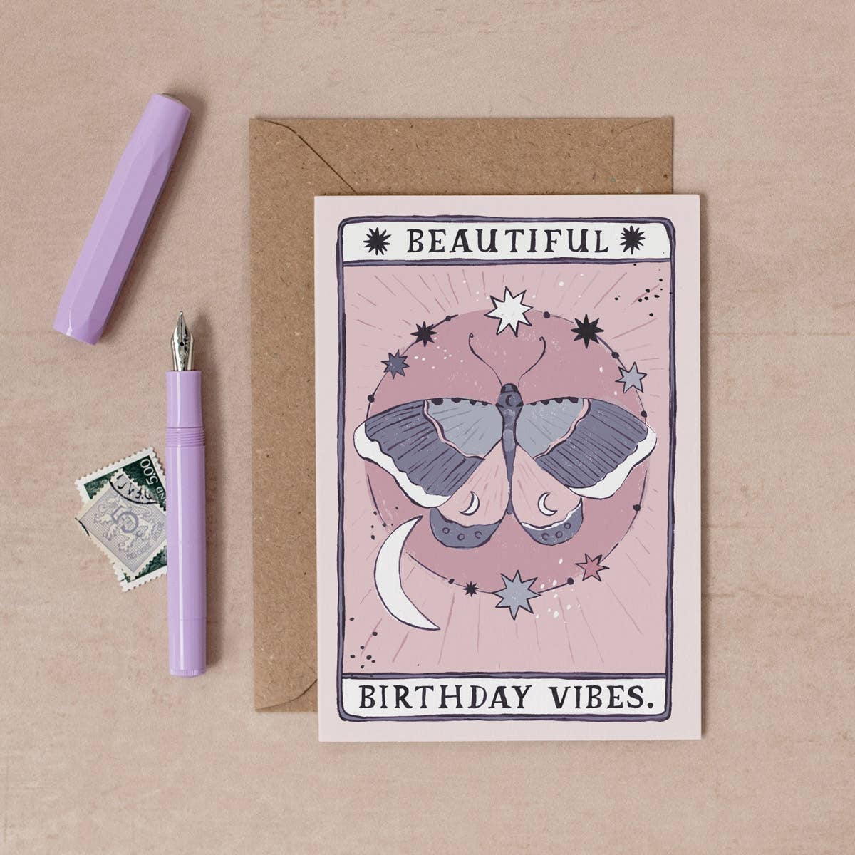 Sister Paper Co. - Moth Birthday Vibes Card | Birthday Card | Tarot Cards