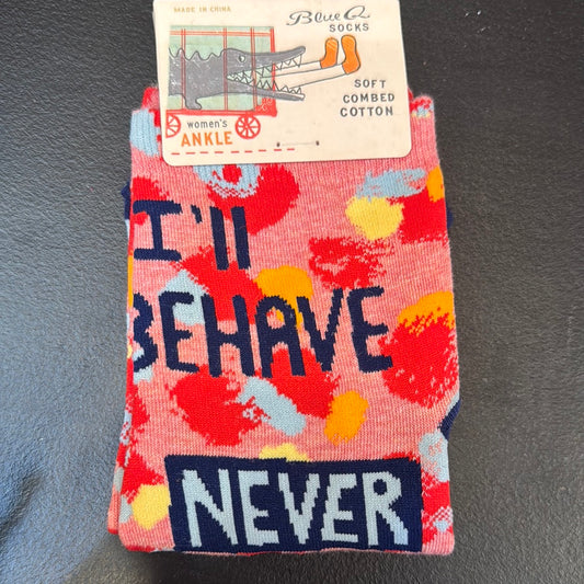 Blue Q I’ll behave never woman’s ankle socks