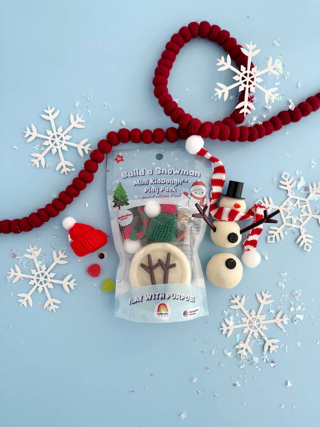 Earth Grown KidDoughs (KidDoughs by EGKD) - Build a Snowman Mini KidDough Play Pack