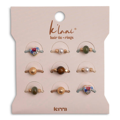 K'lani hair tie bracelets - "Terra" Earth Tones Hair Tie Rings