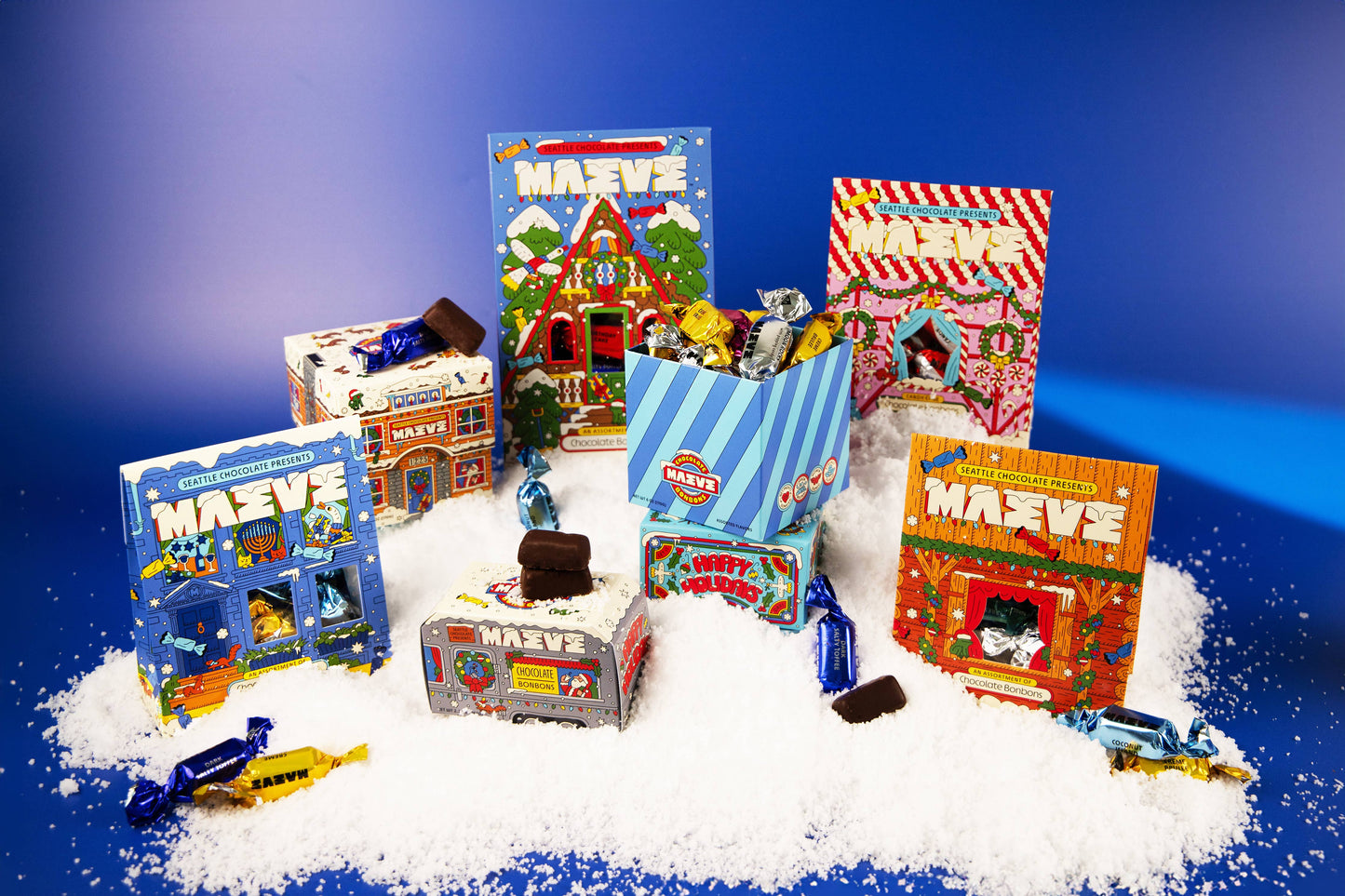 Seattle Chocolate Presents Maeve - NEW! Holiday - Cabin Fever Bonbon Box - 4oz