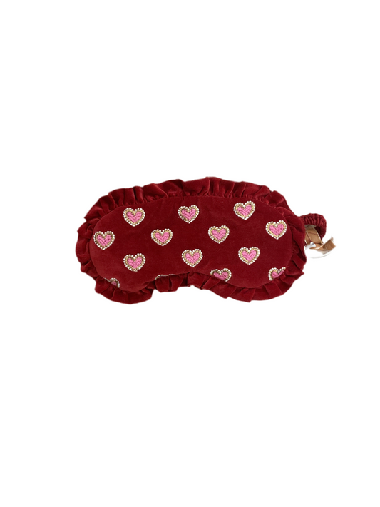 Elizabeth Scarlett- Love Hearts Velvet Frill- Eye Mask