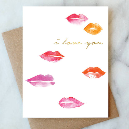 Abigail Jayne Design - Lips I Love You Greeting Card | Valentine Love Friendship
