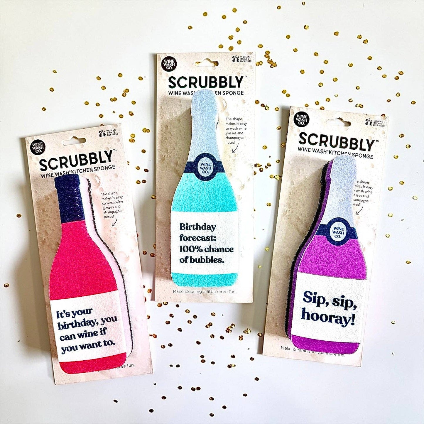 Wine Wash Co. - Scrubbly Wine Sponge - Birthday Pink