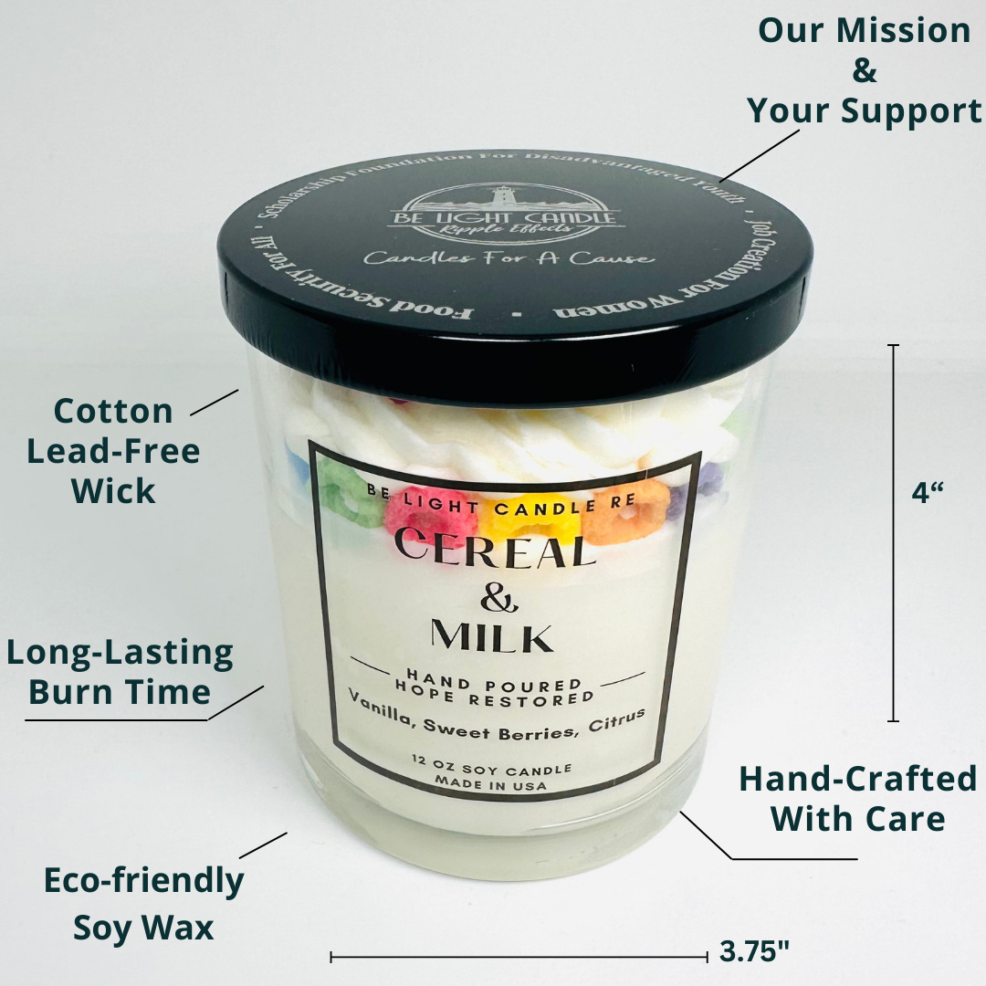 Be Light Candle RE - Cereal & Milk, Scented Soy Candle | Customer Favorite | 12oz