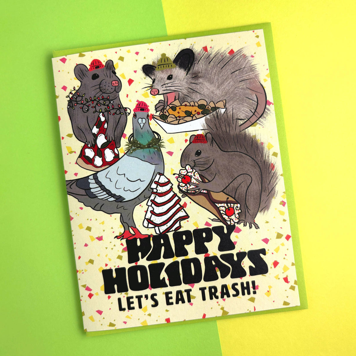 Boss Dotty Paper Co. - Trash Animals Holiday Card: Clear sleeve