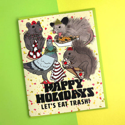 Boss Dotty Paper Co. - Trash Animals Holiday Card: Clear sleeve