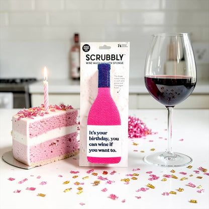 Wine Wash Co. - Scrubbly Wine Sponge - Birthday Pink