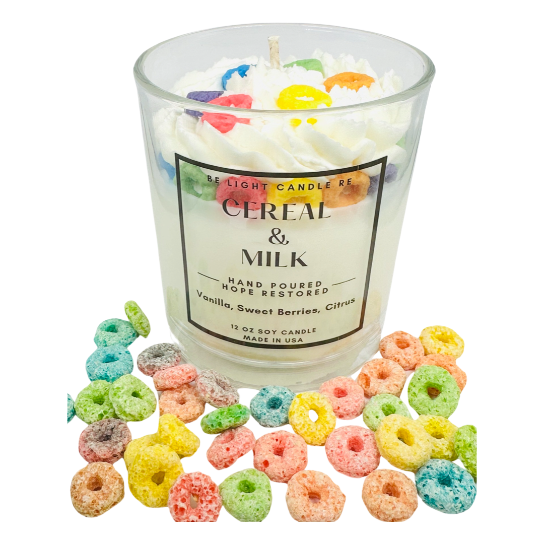 Be Light Candle RE - Cereal & Milk, Scented Soy Candle | Customer Favorite | 12oz