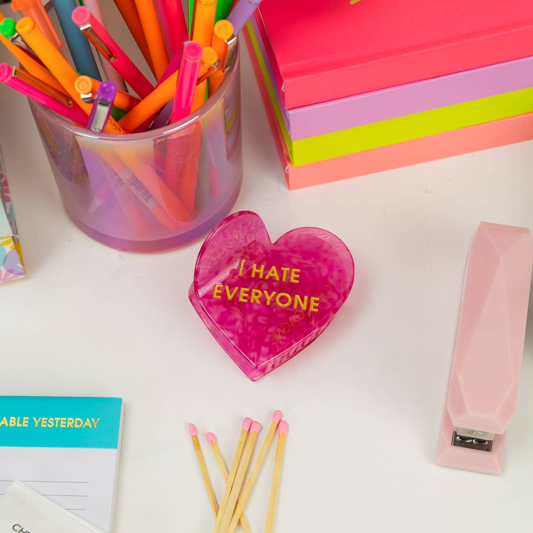 Chez Gagné - I Hate Everyone - Heart Acetate Hair Claw Clip, Funny Gift