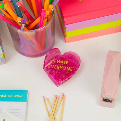 Chez Gagné - I Hate Everyone - Heart Acetate Hair Claw Clip, Funny Gift