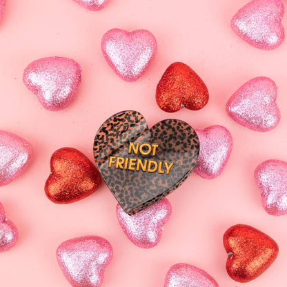 Chez Gagné - Not Friendly - Heart Acetate Hair Claw Clip, Funny Gift