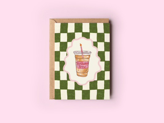 The Shelley Society - Birthday Brew Iced Coffee Coquette Caffeine Greeting Card