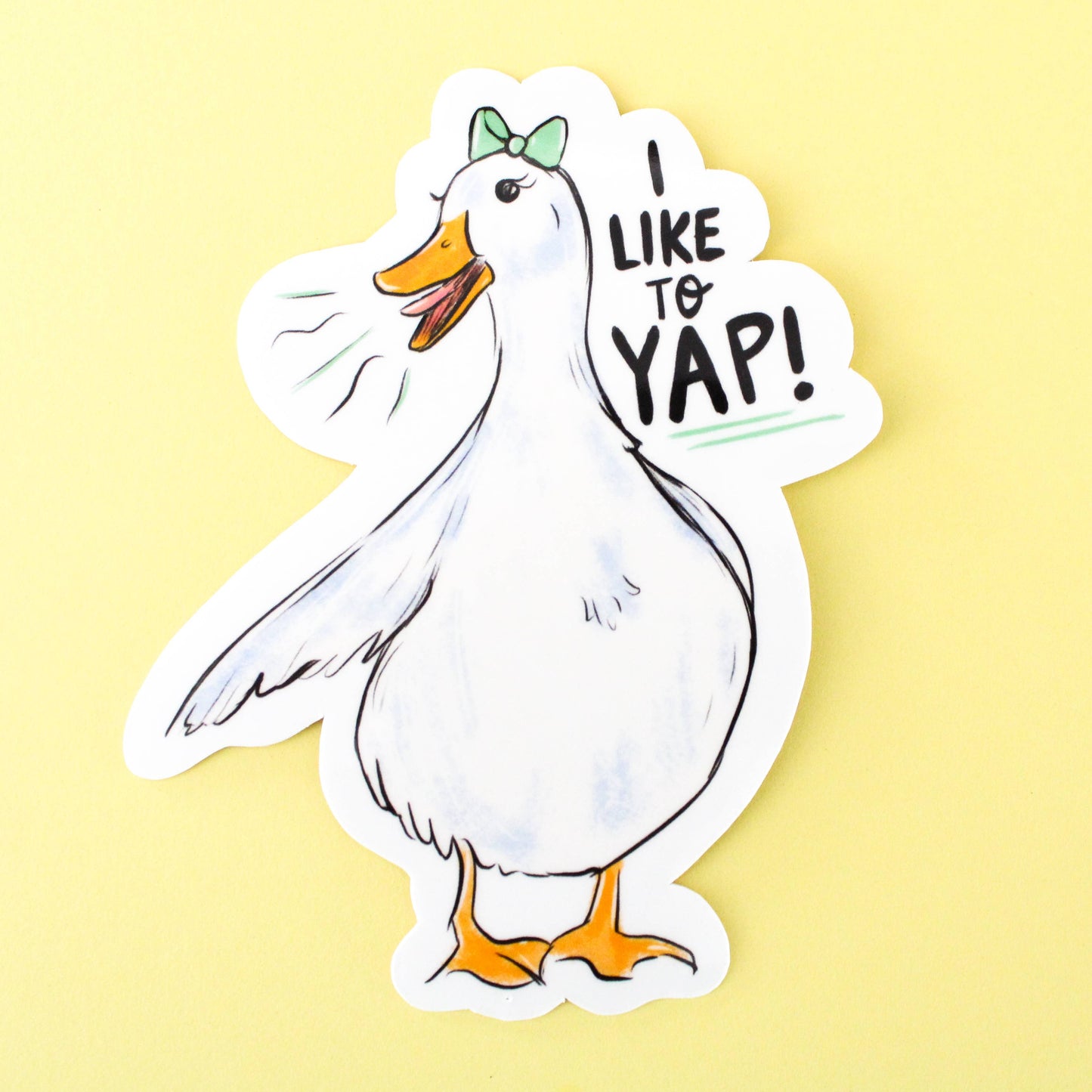 Amy Hartelust Art and Illustration - Yapping Duck Vinyl Sticker (I Like To Yap)