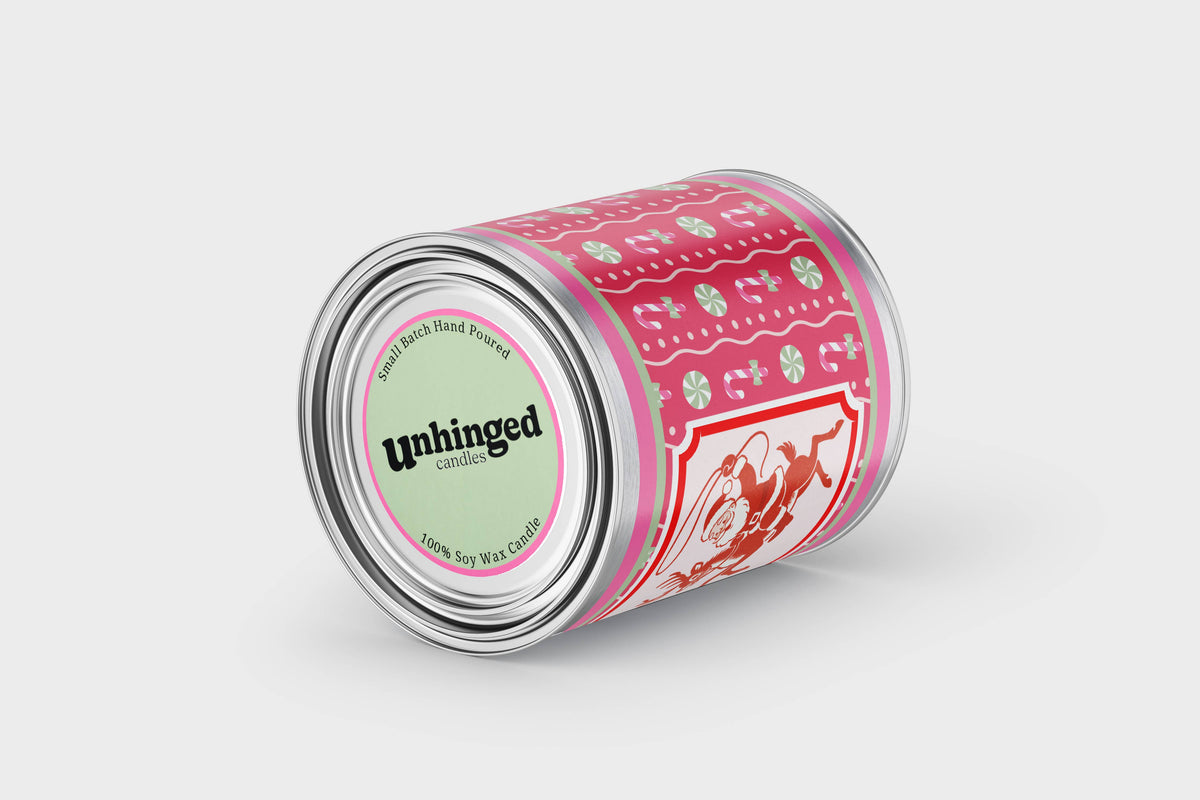Unhinged Candles - Giddy Up Jingle Horse Christmas Soy Candle: 8oz Half Pint