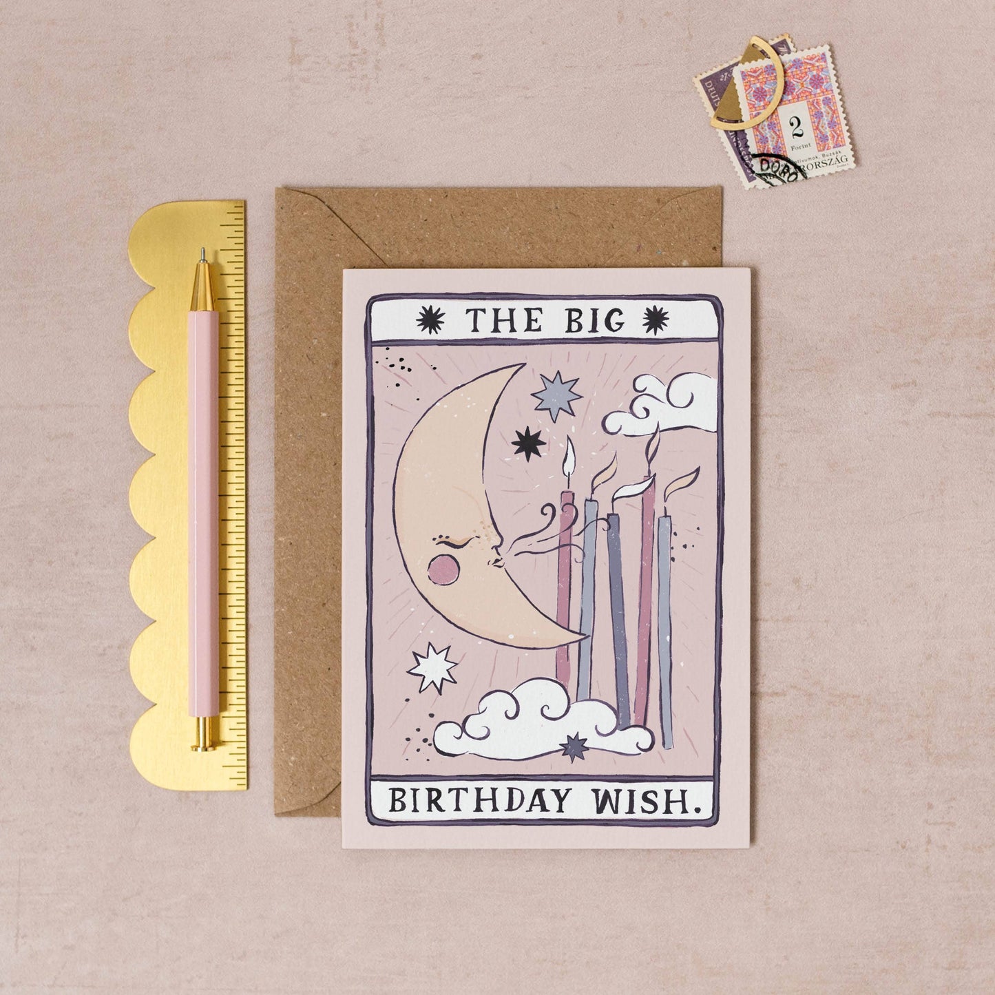 Sister Paper Co. - Tarot Moon Birthday Card | Unisex Birthday Card | Moon Tarot