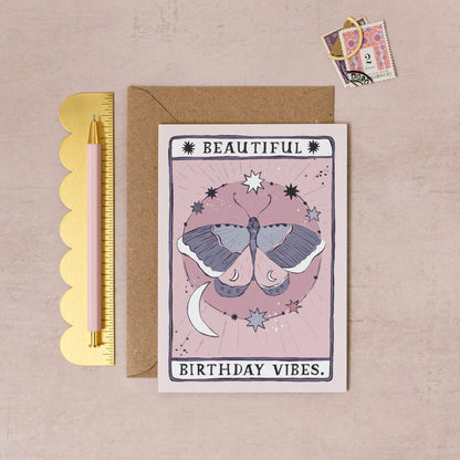 Sister Paper Co. - Moth Birthday Vibes Card | Birthday Card | Tarot Cards