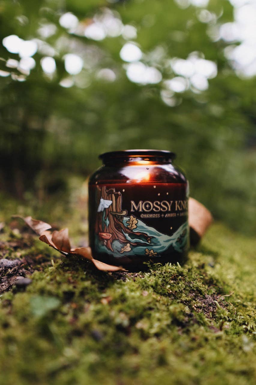 Fablewood Goods - Mossy Knoll | 8oz Apothecary Organic Soy | Wood Wick Candle
