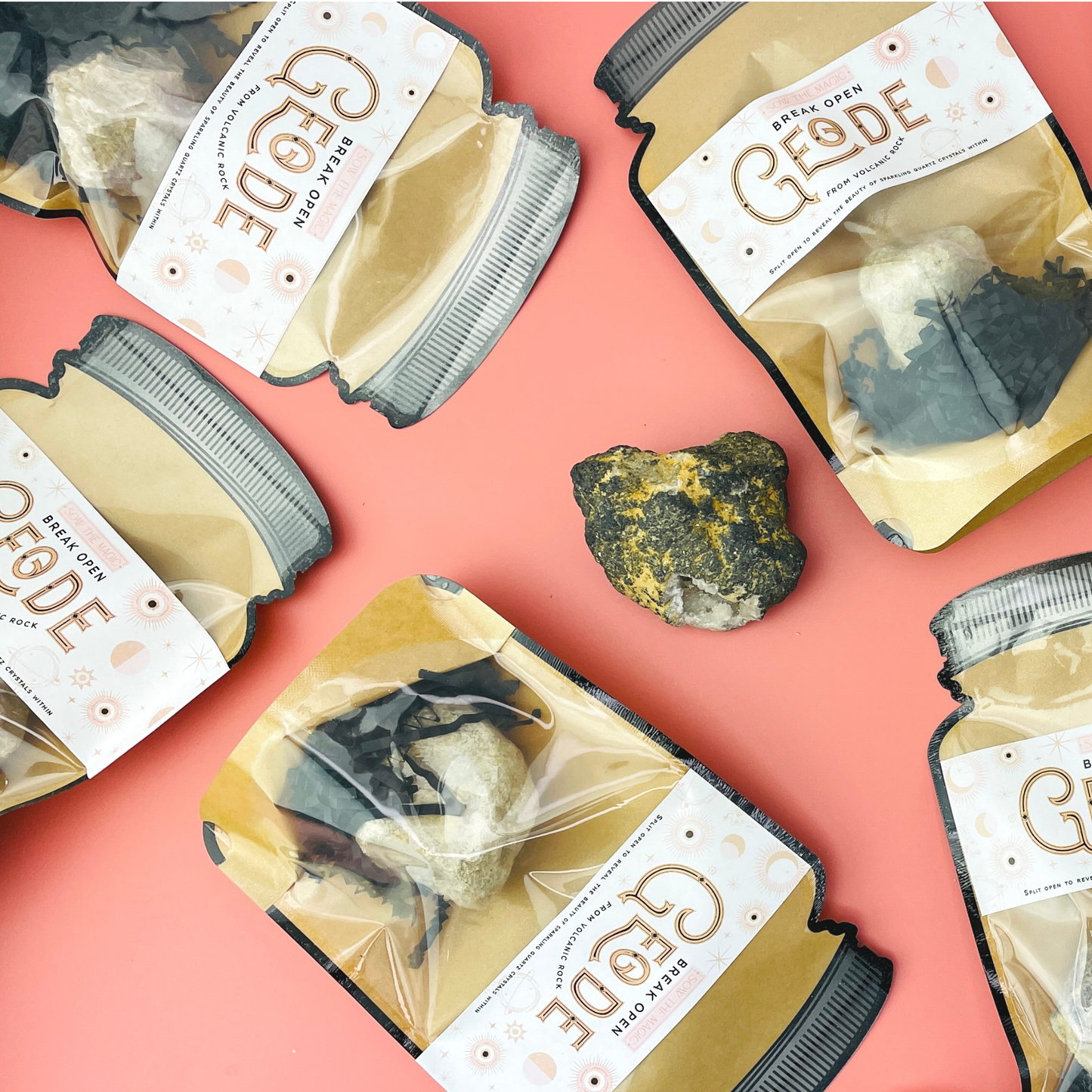 Break Open Crystal Geode From Volcanic Rock