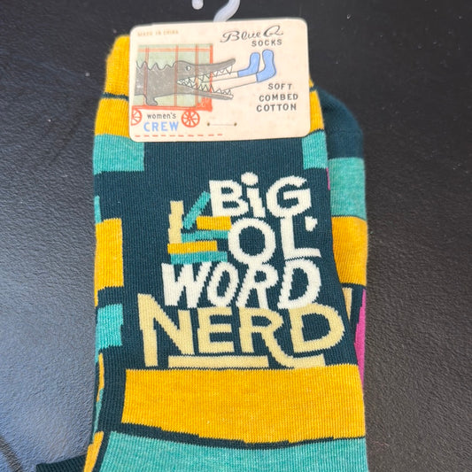 Blue Q big ol word nerd woman’s crew socks
