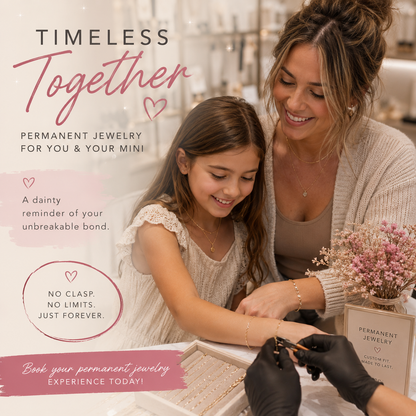 Back to school Permanent Jewelry Special – 2 Bracelets for $60| stainless steel only| 10% off all other bracelets and charms