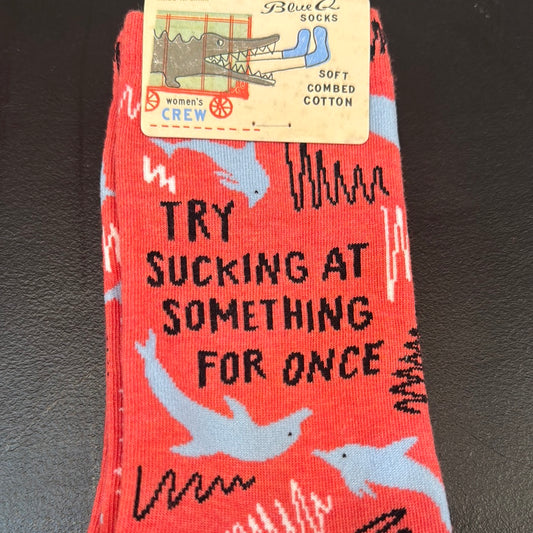Blue q try sucking at something woman’s crew socks