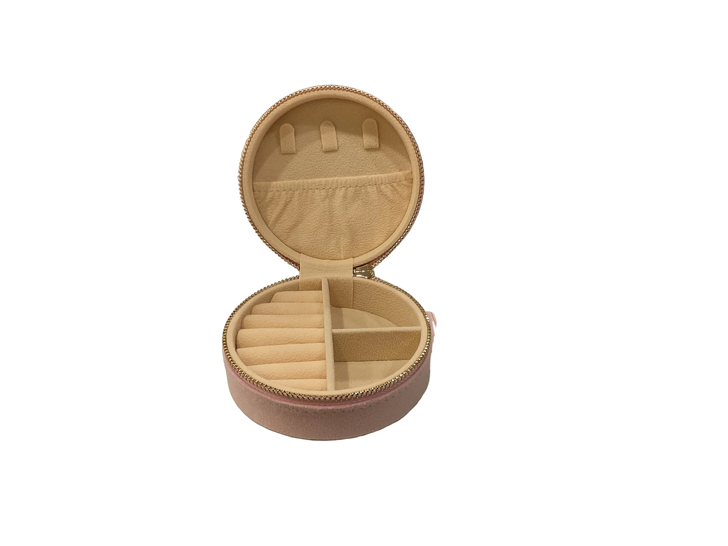 The Darling Effect - Round Velvet Jewelry Case - BOW PINK