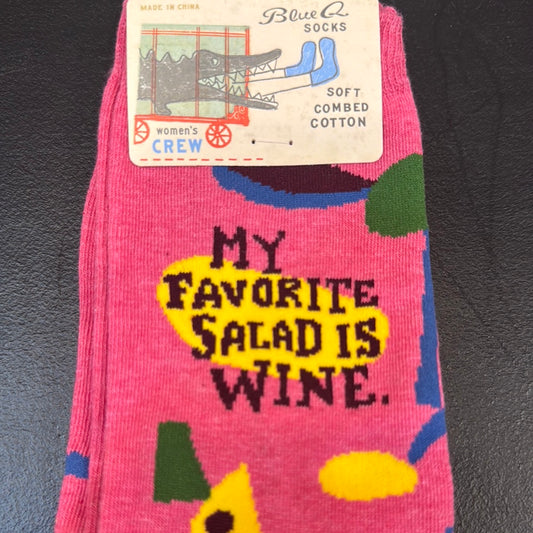 Blue q my favorite salad is wine woman’s crew socks