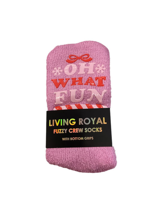 Living Royal- Oh What Fun Fuzzy Crew Socks