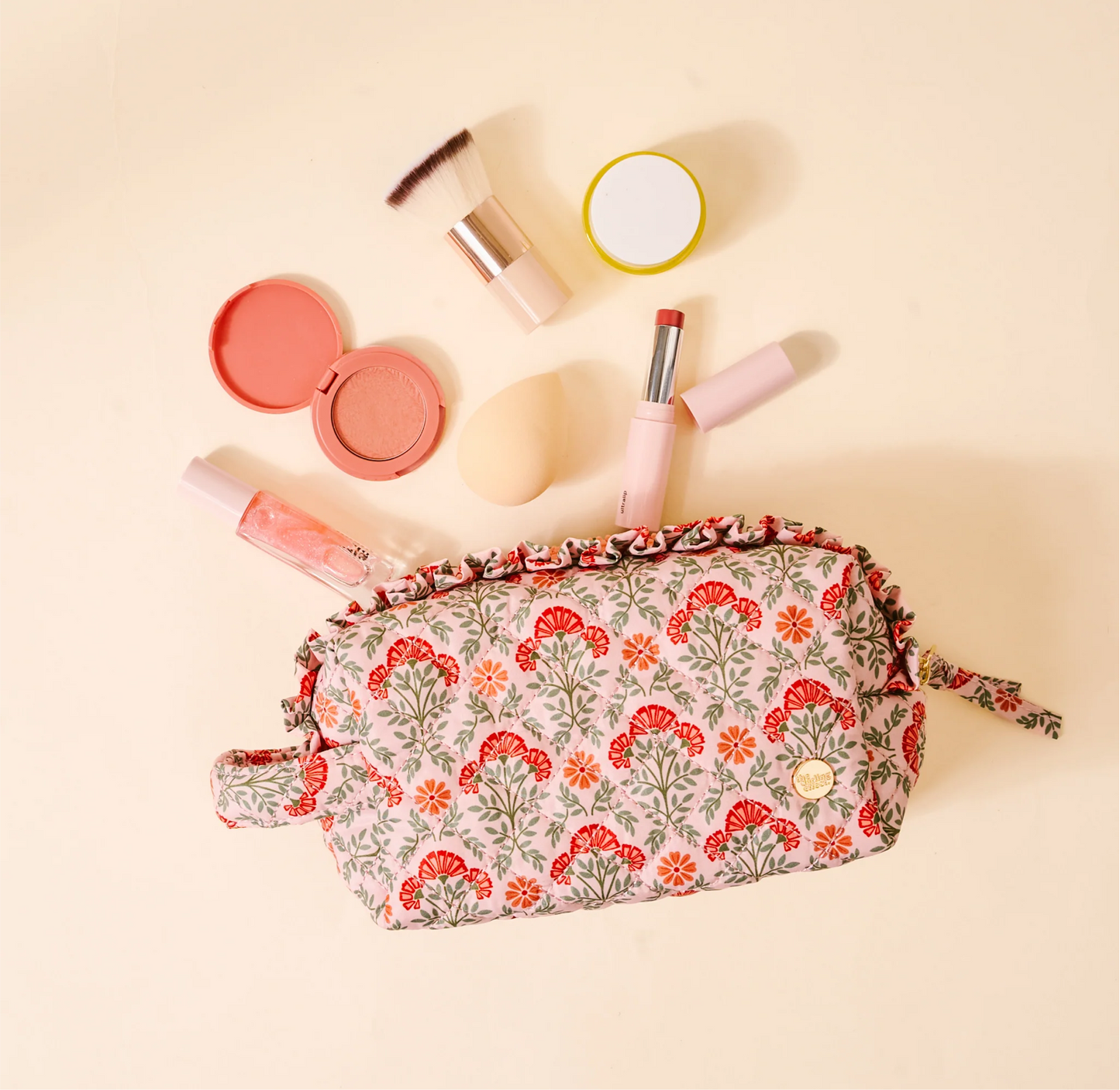 The Darling Effect - Essentials Quilted Cosmetic Pouch - EVERBLOOM DUSTY ROSE