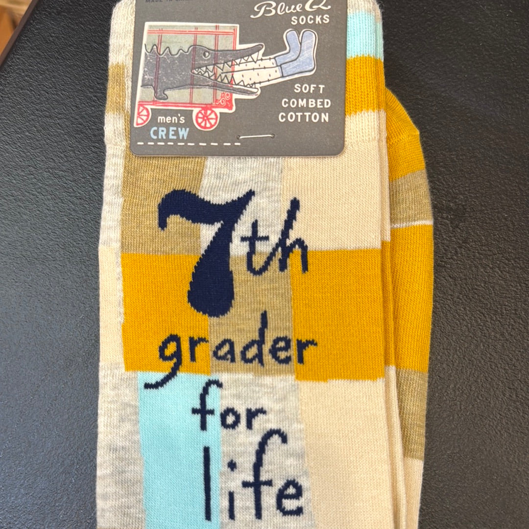 Blue Q 7th grader for life mens crew sock