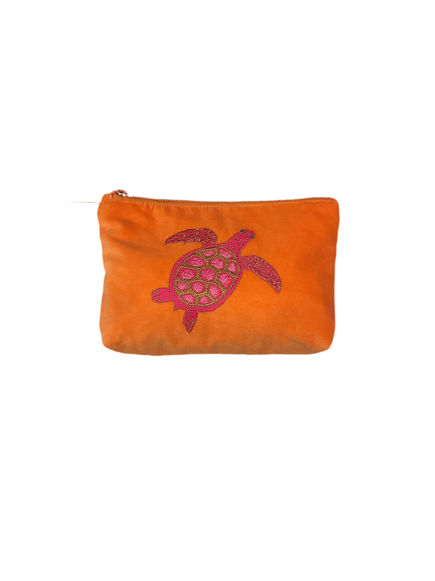 Elizabeth Scarlett- Turtle Conservation Velvet Mini Pouch - Orange