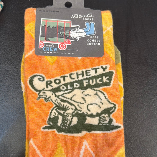 Blue Q crotchety old fuck men’s crew socks