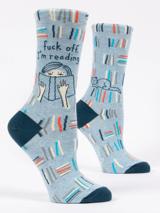 Blue Q - FUCK OFF I'M READING Crew Socks