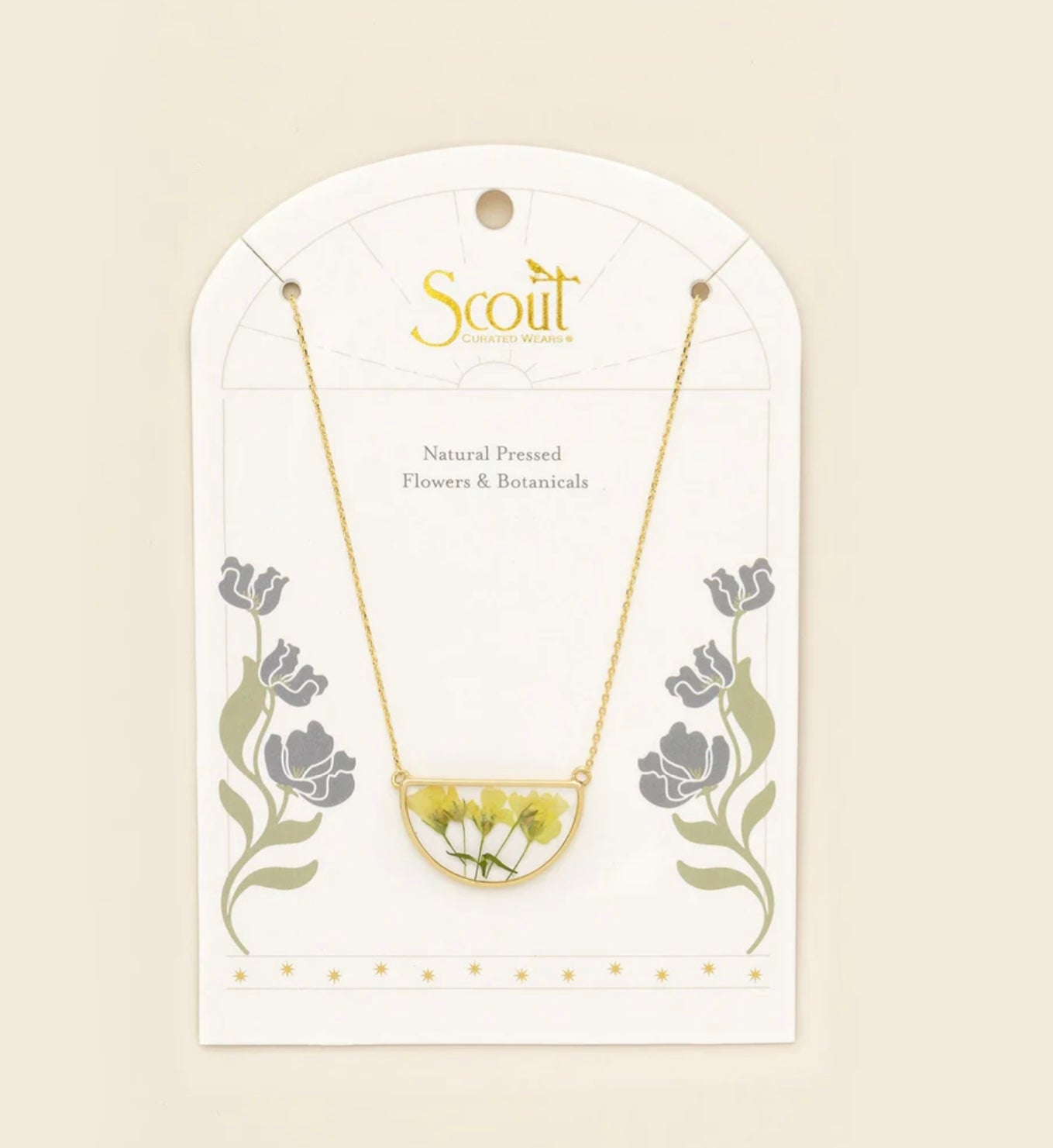 Scout- Pressed Flower Necklace- Yellow Baby’s Breath