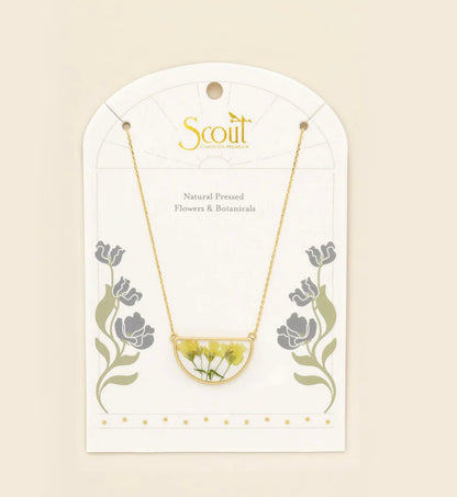 Scout- Pressed Flower Necklace- Yellow Baby’s Breath
