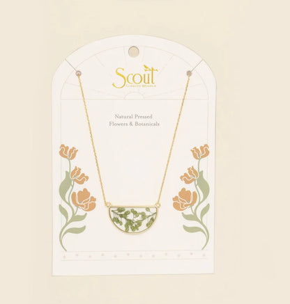 Scout- Pressed Flower Necklace- Green Peppergrass