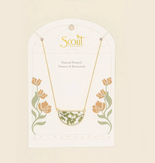 Scout- Pressed Flower Necklace- Green Peppergrass