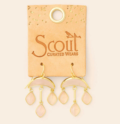 Scout- Stone Crescent Drop Earring- Rose Quartz/ Gold