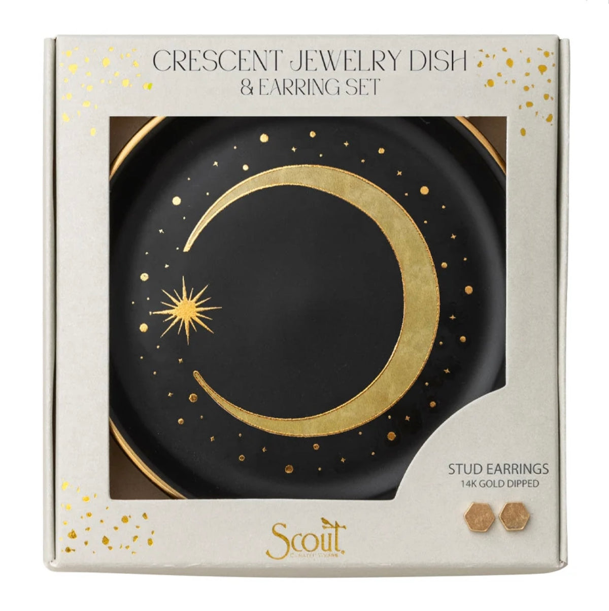 Scout- Jewelry Dish & Stud Earring Set- Crescent / Black