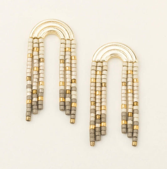 Scout- Chromacolor Fringe Earring- Pewter / Multi Gold