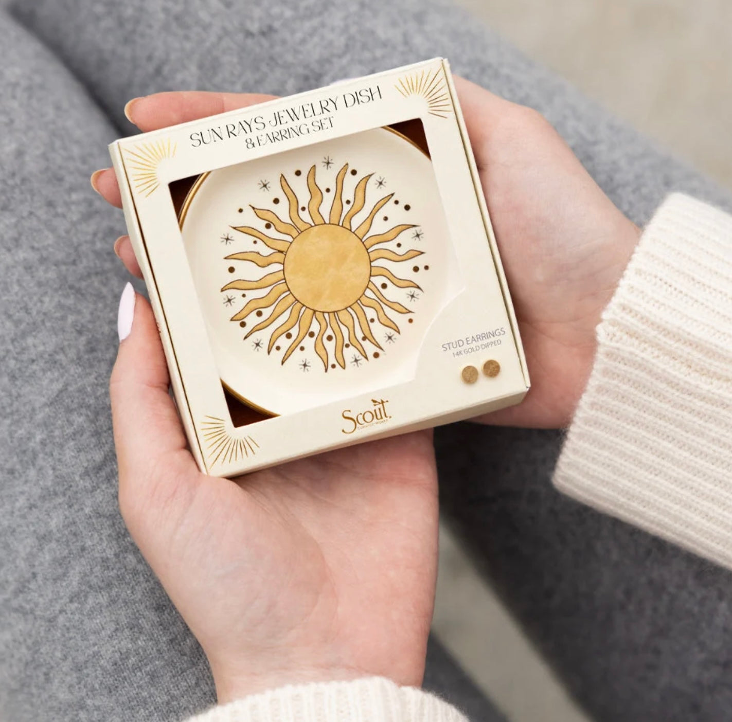 Scout- Jewelry Dish & Stud Earring Set- Sun Rays / Cream
