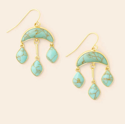 Scout- Stone Crescent Drop Earring- Turquoise/ Gold