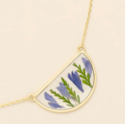 Scout- Pressed Flower Necklace- Purple Cornflower