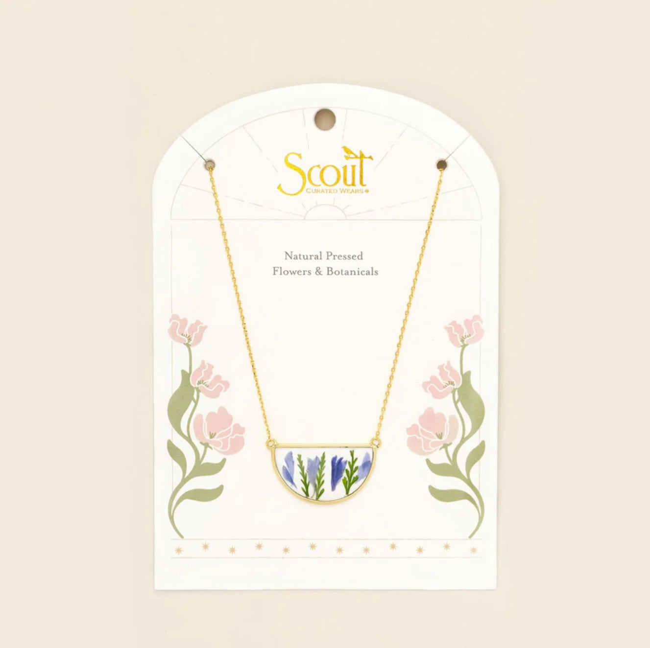 Scout- Pressed Flower Necklace- Purple Cornflower